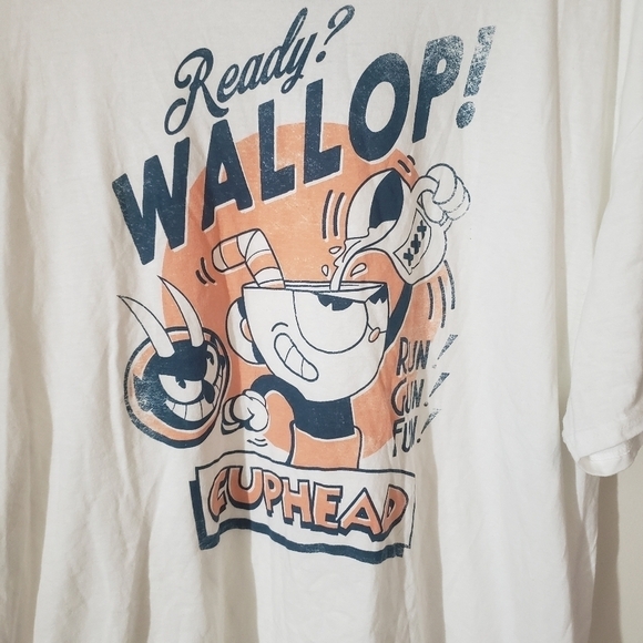 Funko Pop Tees Cuphead Crewneck T-Shirt White Blue Orange Mens Size 2X New - Picture 2 of 7